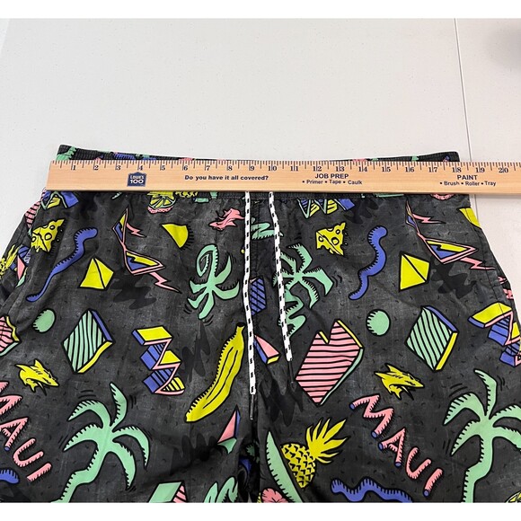 Maui and Sons Black Island Slice Swim Trunks Brief Liner Drawstring Men's XL - Picture 8 of 12